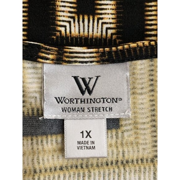 Worthington Womens Geometric Pattern Top Scoop Neck Blouse Size 1X - Picture 6 of 9